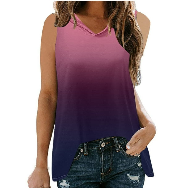 Moda de verano para mujer con cuello encapuchado ocio sin mangas estampado chaleco Tops Fridja gh7524