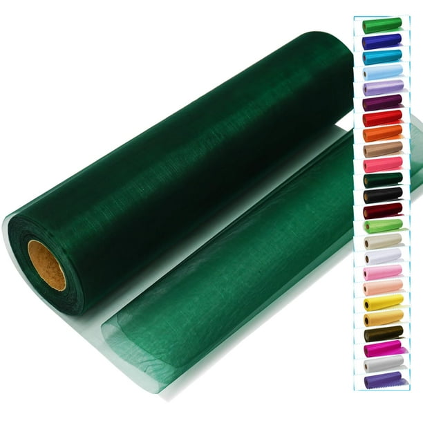 Tela IONTACH Hunter de organza de tul verde, 30 cm x 46 m, rollo
