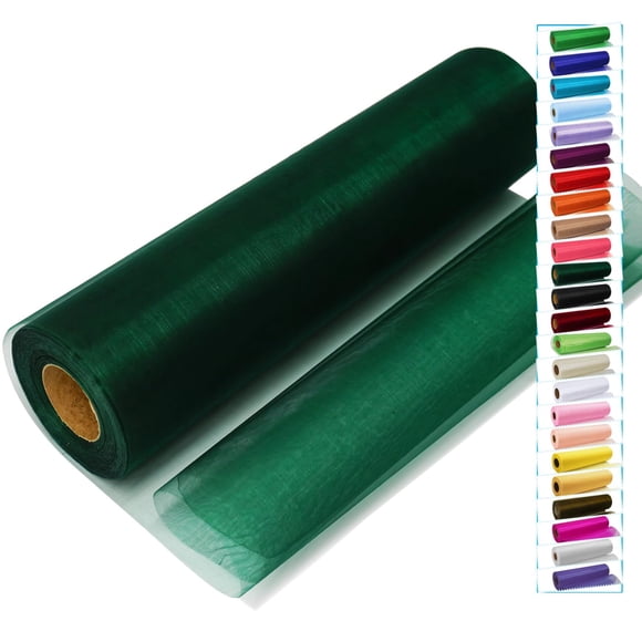 Tela IONTACH Hunter de organza de tul verde, 30 cm x 46 m, rollo