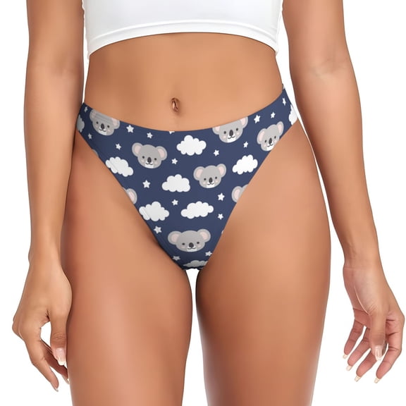 Thongs for Women - White Cloud Star Koala No Show Seamless Womens Thongs Underwear, Breathable G String Thongs for Women, Ladies Stretch Low Rise Thong Bikini Panties Briefs