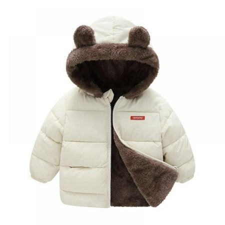 

SYNPOS 1-6T Toddler Fleece Jacket Warm Cotton Baby Winter Coats Kids Hooded Outerwear for Boys Girls
