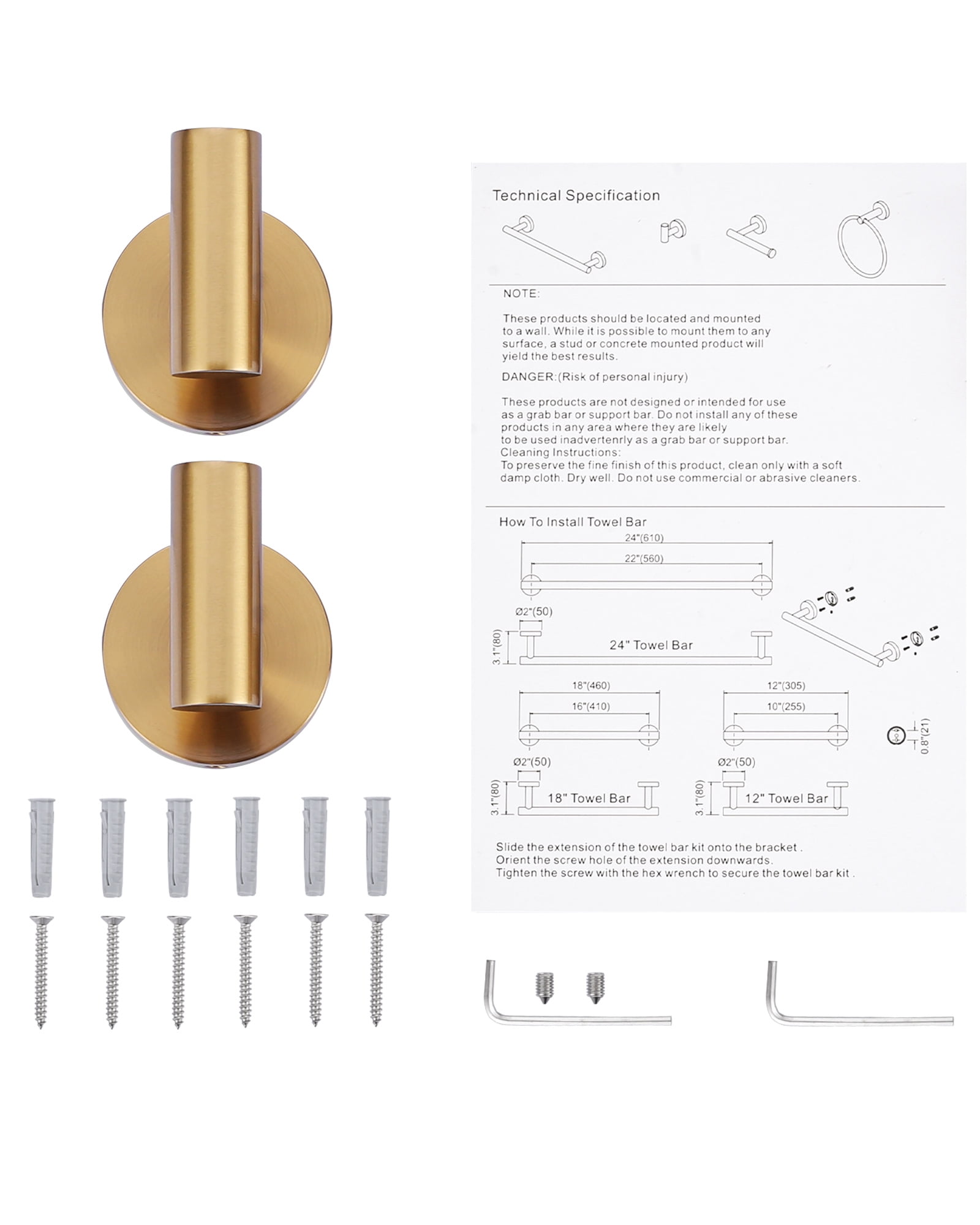 Stainless Steel J-Hook Robe/Towel Hook in Gold