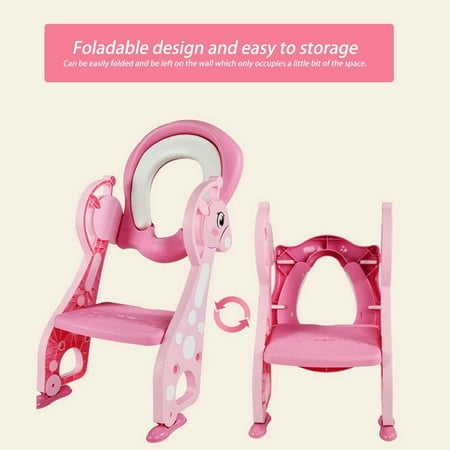 Greensen Toddler Toilet Training Seat Adjustable Foldable Kids Potty Training Seat with Sturdy Non-Slip Ladder