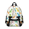thumbnail image 3 of White Dinosaurs Flowers Pattern Cute School Backpack Bag for School with Padded Back and Adjustable Shoulder Straps 15.25"x11.5"x5.25", 3 of 5
