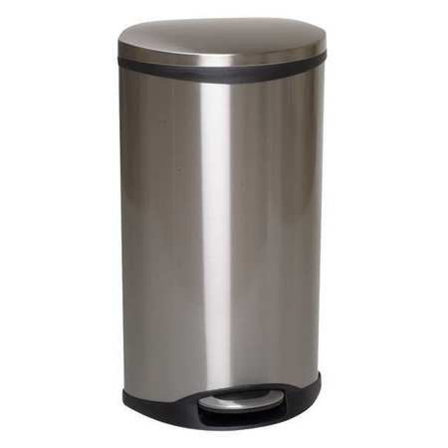 TOUGH GUY 6ZCL2 13 gal. Stainless Steel Oval Trash Can , Silver