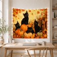 thumbnail image 5 of Kittens Bright Eyes with Posed Among Pumpkins Foliage, Playful Illustration for Cat Lovers, Animal Wall Decor, Halloween Gift, Tapestry Wall Hanging for Bedroom and Dorm, 5 of 7
