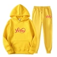 thumbnail image 1 of Gibobby Conjunto dama pants y sudadera afelpada Sudadera con capucha para mujer Primavera e invierno Deportes Casual Color sólido Pantalones Traje(Amarillo,CH), 1 of 2