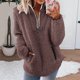 thumbnail image 1 of Pntutb Mujer Nuevo Otoño e Invierno Solapa Cremallera Bolsillo Manga Larga Mujer Top Color Sólido Sudadera De Felpa Pntutb Pntutb-3018, 1 of 5
