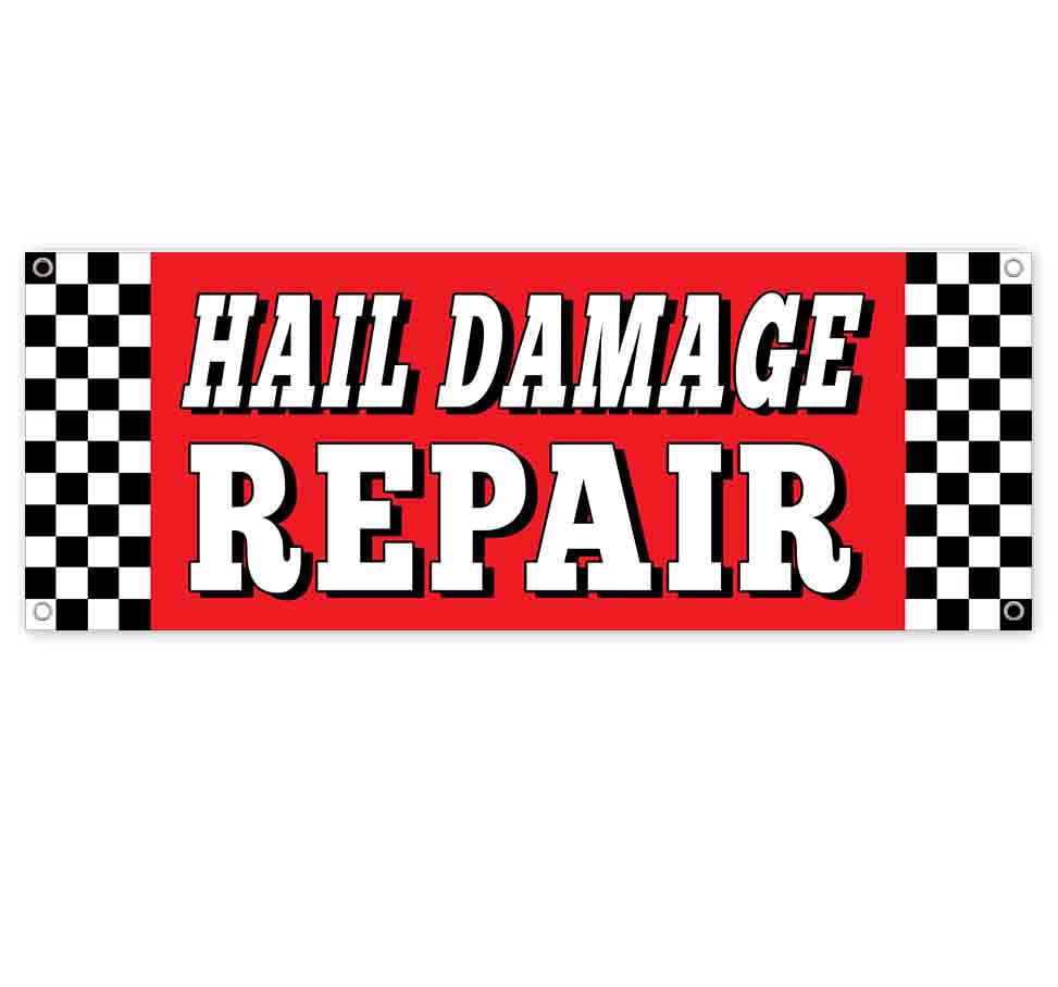 Hail Damage Repair 13 oz Banner Non-Fabric Heavy-Duty Vinyl Single-Sided with Metal Grommets 