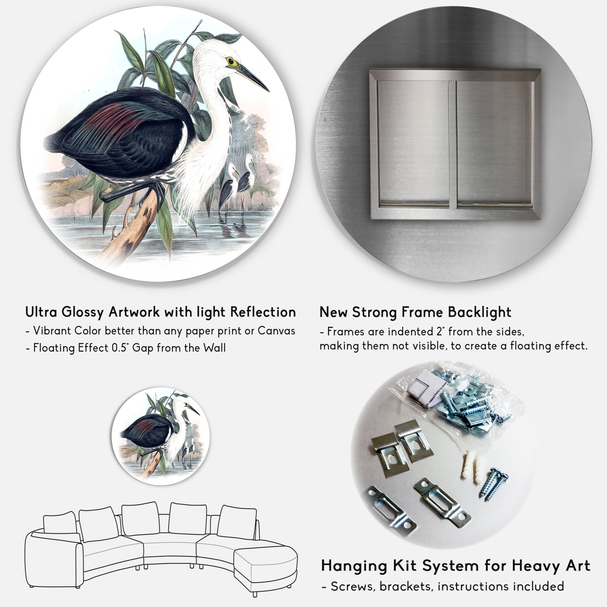 Designart 'Ancient Birds Of Australia' Traditional Circle Metal Wall Art 23x23 - Disc of 23