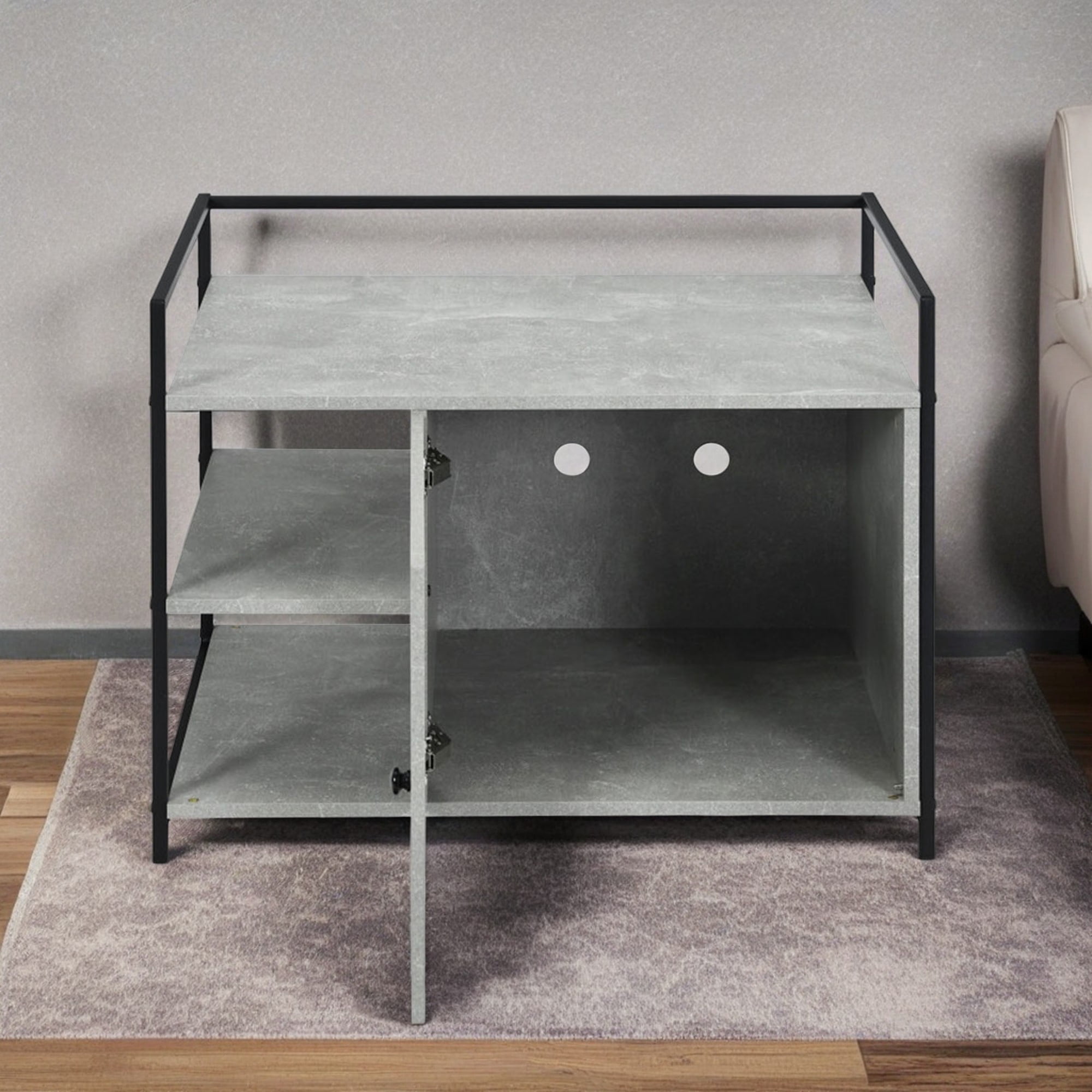Kadyn 30" Cat Litter Box Enclosed Furniture Coffee Table for Cat House, Hidden Litterbox Enclosures Nightstand, Gray