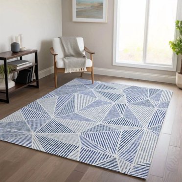 Machine Washable Indoor/ Outdoor Chantille Mosaic Geometric
