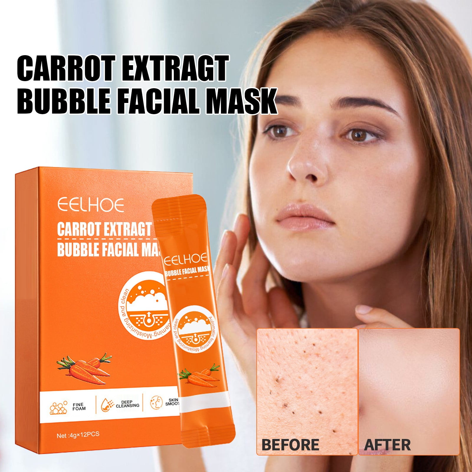 STEADY 12Pcs/box Carrot Bubble Cleansing Mud Mask Facial Moisturizing