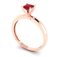 thumbnail image 2 of Solitaire Engagement Ring for Women - 0.5ct Simulated Ruby in 18K Rose Gold Promise Ring, 2 of 6