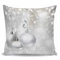 thumbnail image 2 of Christmas Throw Pillow Covers, Soft Pillowcases with Invisible Zipper, Xmas Silver Balls Glitter Sparkle Stars Decorative Square Pillow Cushion Covers for Living Room Couch Sofa Bed 20x20 Inches, 2 of 8