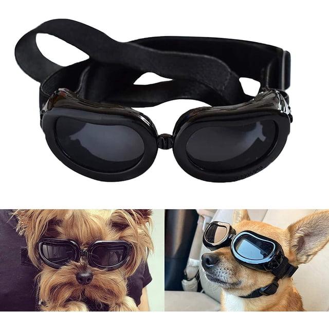 Gafas para perros, gafas de sol anti-UV para perros, gafas para mascotas con correas ajustables para gatos y perros pequeños - Negro
