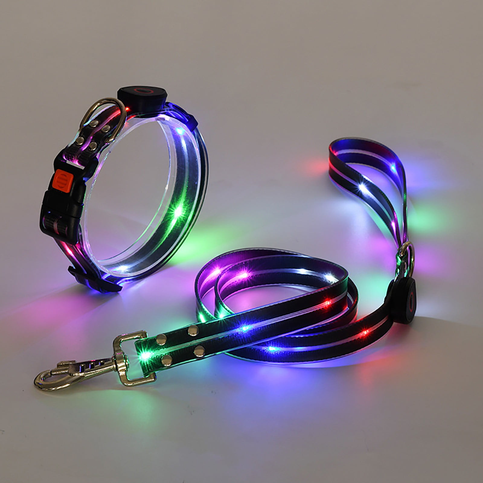 Illuminated Dog Leashes For Night Walks Luminous Dog Collars Illuminated Dog Ropes And Collar Highly Visible Dog Leash Dog Leashes And Collars In Set For Night Walks
