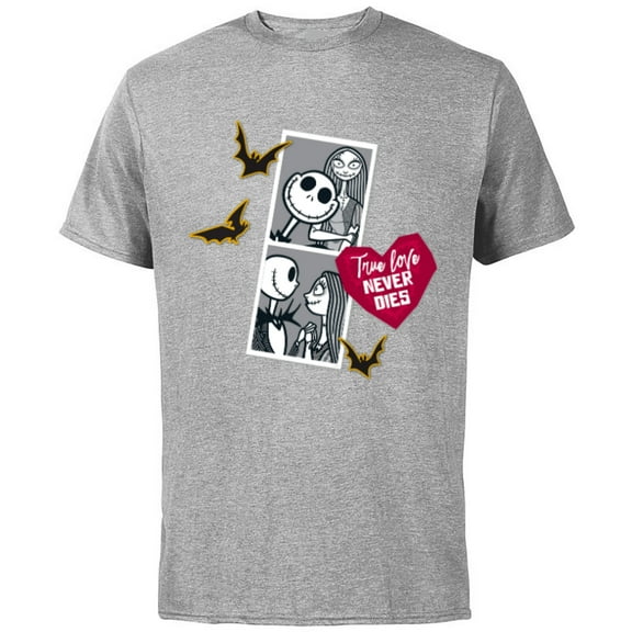 Tim Burton’s The Nightmare Before Christmas Jack Sally Heart - Short Sleeve Cotton T-Shirt for Adults - Customized-Athletic Heather