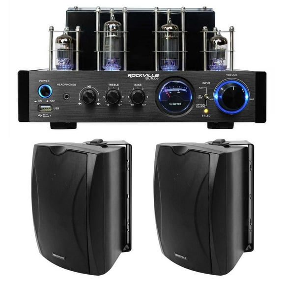 Rockville BluTube LED Tube Amplifier Home Bluetooth Receiver (2) 6.5" Speakers