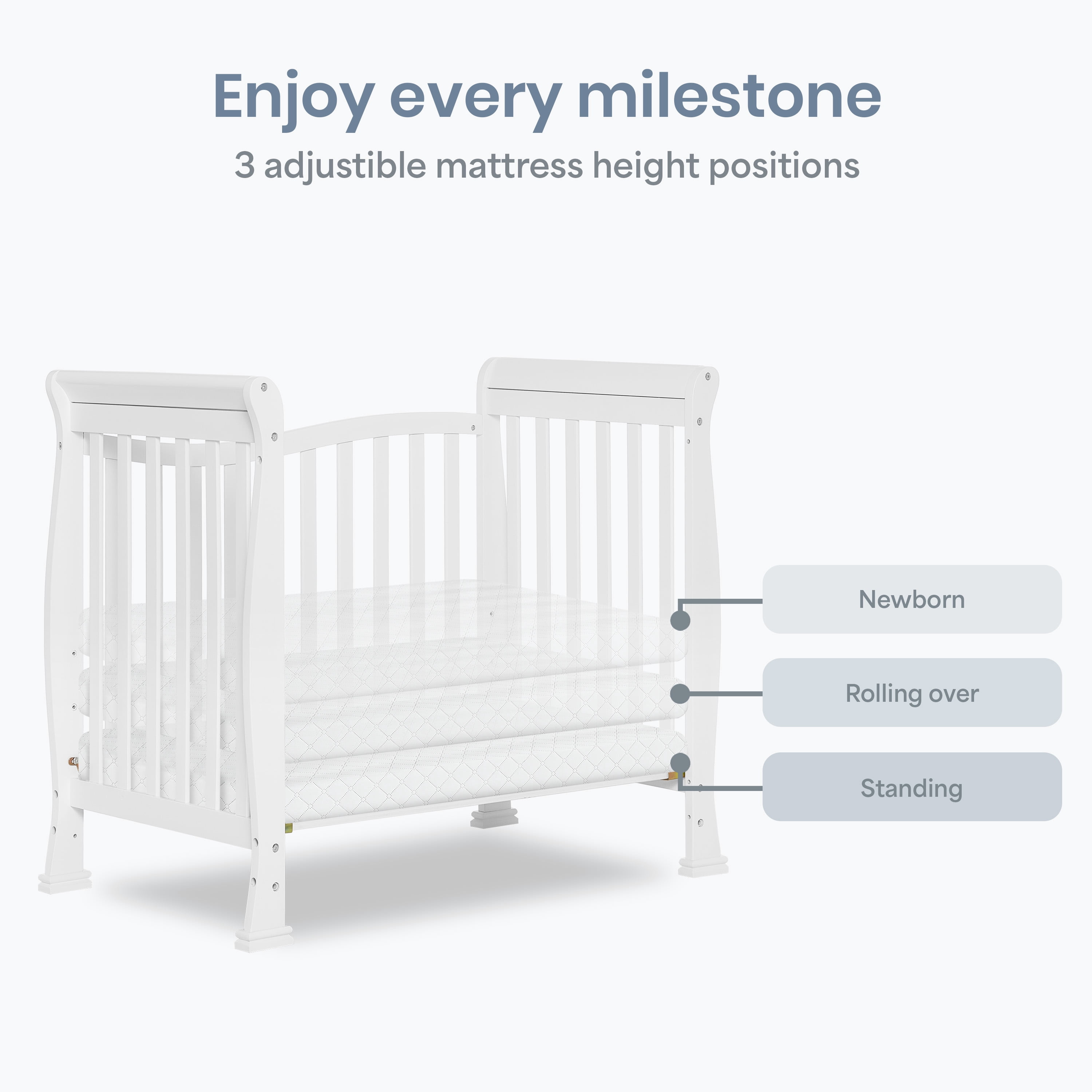 Piper 4 in 1 Convertible Mini Crib-Finish:White