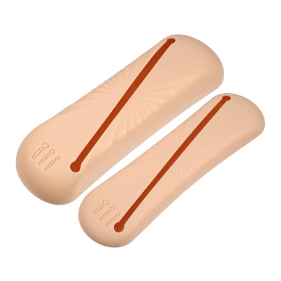 Unique Bargains 2Pcs Travel Makeup Bag Makeup Organizer Bag Silicone Portable Beige