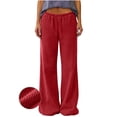 thumbnail image 5 of BXJX Womens Corduroy Pants, Casual Elastic Waist Drawstring Fall Winter Straight Leg Trousers with Pockets Red Size XL, 5 of 7