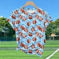 thumbnail image 7 of Womens Football Graphic Tee - Sky Blue Watercolor Print T-Shirt, Stretchy Casual Crewneck Top for Game Day, Plus Size Available,Size 2XL, 7 of 7