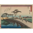 thumbnail image 2 of Andō Hiroshige 24x19 Black Ornate Framed Double Matted Museum Art Print Titled: Tokaido Gojusantsugi, Pl.27 (1868-1912), 2 of 5