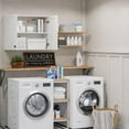 thumbnail image 2 of FIMELLO 30’’ Laundry Room Cabinets, Laundry Wall Cabinet Storage, Barn Door Kitchen Wall Cabinets with Doors and Shelves, Wall Mounted Cabinet for Laundry Room, Kitchen, Dinning Room, Bathroom, White, 2 of 9