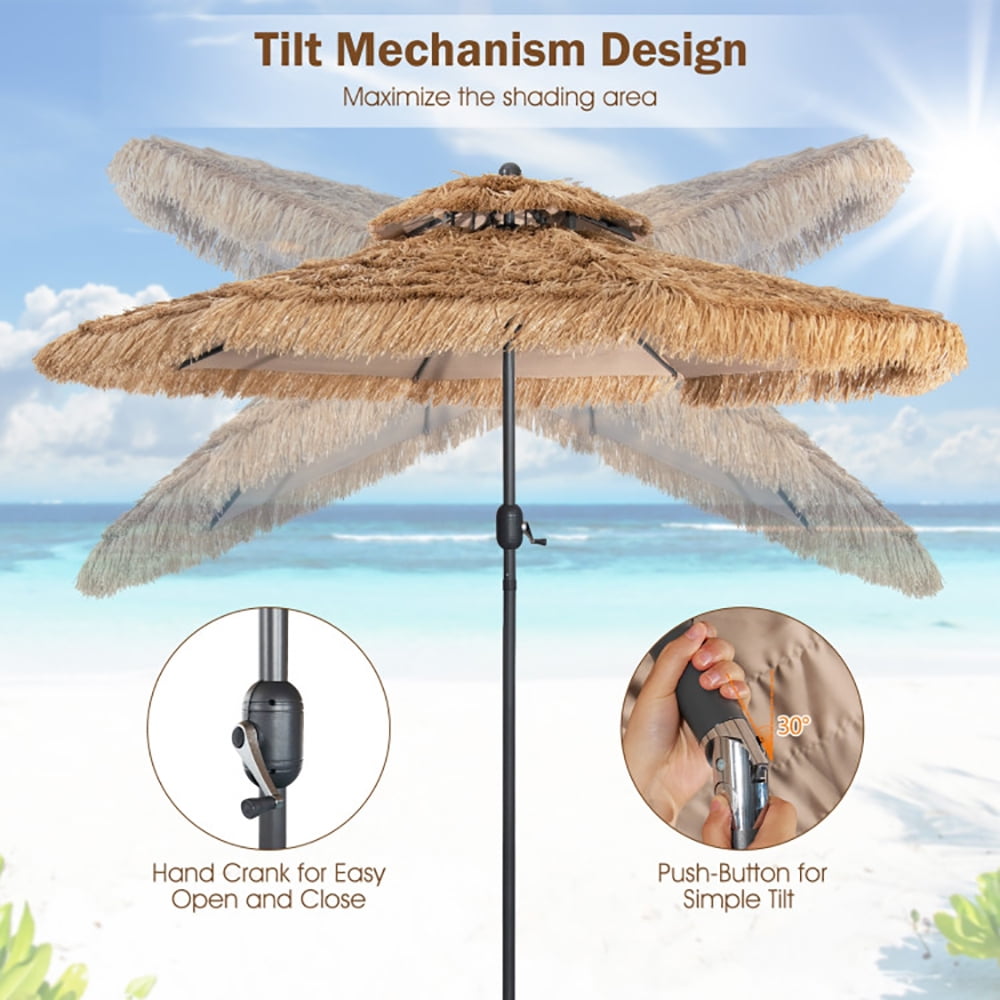 Aimee Lii 10 Feet Hawaiian Style Thatched Tiki Patio Umbrella for Beach and Poolside, Patio Table Umbrella
