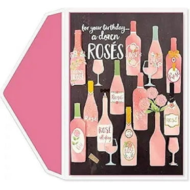 Graphique Birthday Roses Handmade Card - Cute and Happy Greeting - Perfect for Women - Color-Coordinated Envelope - 5" x 7"