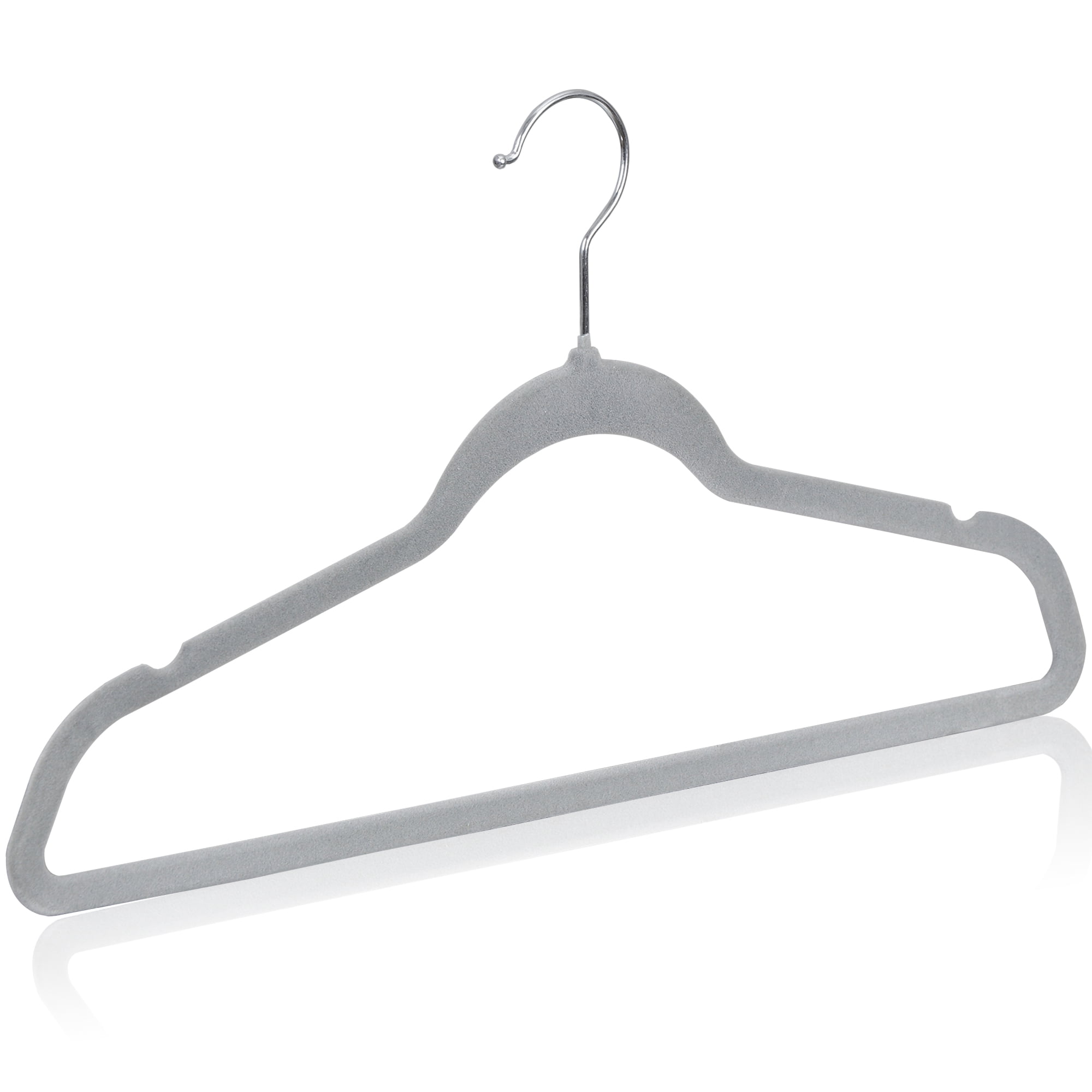 SuperDeal 100 Pack Velvet Clothes Hangers Non-Slip Slim Hangers Non-Slip Adult Suit Shirts Hangers 360° Swivel Hook, Gray