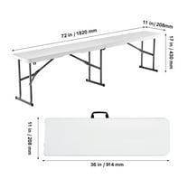 KFFKFF 6 ft Plastic Folding Bench, Portable Bench for Indoor and Outdoor Use, Ideal for Picnics, Parties, Camping, and Dining, Foldable HDPE Seat for Versatile Activities, 1 Pack, White