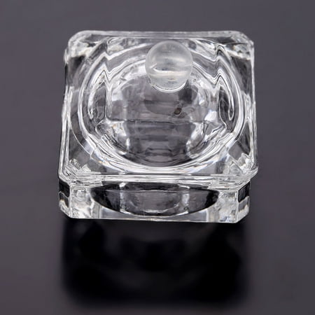 - Crystal Glass Nail Art Acrylic Dappen Dish Bowl Cup Liquid Powder with Cap Lid