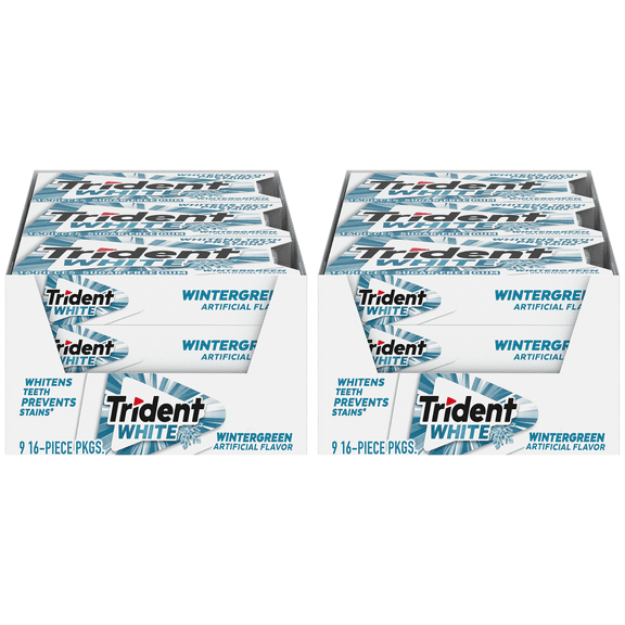 Trident White Wintergreen Sugar Free Gum 18 Packs of 32 Pieces (288 Total Pieces) DOUBLE UP AND SAVE