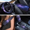thumbnail image 3 of Uorisanigo Galaxy Print Seat Cover Full Set Universal Headrest Covers with Steering Wheel Covers,Center Console Pad Cover,Seat Belt Shoulder Pads,Handbrake Protector,Keychain,Cup Coasters-18 Pack, 3 of 7