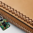 thumbnail image 3 of Black Cat Hiding in Flower Garden Faux Leather Square Keychain, 3 of 7