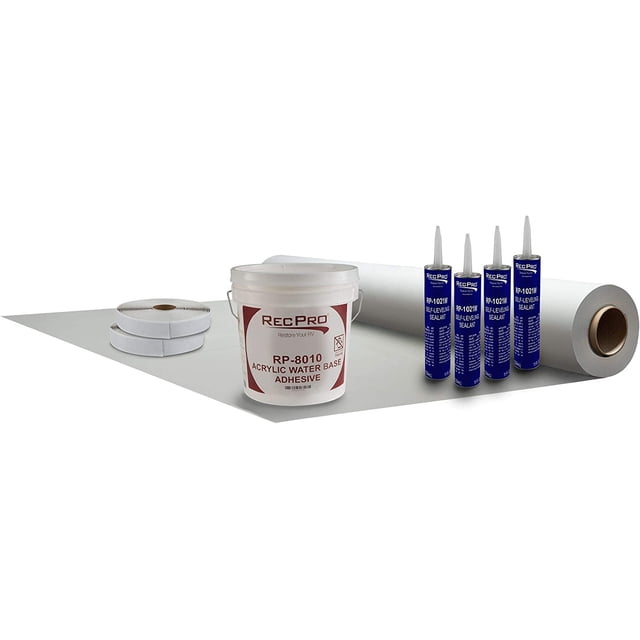 RecPro PVC RV Rubber Roof Kit | 8.5' Wide x 5 ft - 40 ft | 8010 | 1021 | Butyl (15) | Made in USA