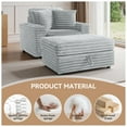 thumbnail image 3 of UIXE Oversized Accent Chair with Storage Ottoman & Cup Holder, Faux Fur Armchair Upholstered Indoor Chaise Lounge Chair for Living Room, Comfy Large Arm Chair Bedroom Reading Seat, Gray, 3 of 7