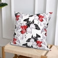 thumbnail image 6 of Throw Pillow Covers, red white flowers black Soft Square Pillow Cases with Invisible Zipper for Couch Bed Sofa, Farmhouse Fall Home Decor 18"x18", 6 of 7