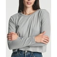 thumbnail image 3 of Real Essentials 4 Pack: Women's Cotton Long Sleeve Crew Crop Top - Casual Cropped T-Shirt (Available In Plus Size), 3 of 6