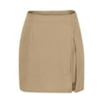thumbnail image 6 of YTCAMLO Ribbed Mini Skorts for Women Casual Cotton High Waisted Skirt Side Split Bodycon Skirts with Shorts Y2k Stretch Pencil Skirt, Khaki M, 6 of 7