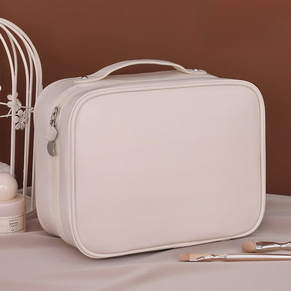 Bolsa Cosmética Multifuncional | Organizador Portátil para Brochas de Maquillaje | Bolso de Mano de Poliuretano de Gran Capacidad | Estuche de Viaje con Cremallera para Mujer | Compartimento 3 en 1