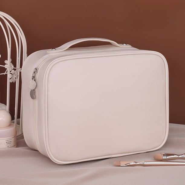 Neceser de Poliuretano Multifuncional Tres En Uno con Compartimentos para Cosméticos, Organizador Portátil de Gran Capacidad para Brochas de Maquillaje, Ideal para Viajes. Disponible En Blanco, Rosa,