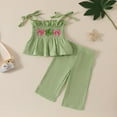 thumbnail image 2 of BLVB Baby Girl St. Patricks Day Outfits Toddler Newborn Sleeveless Smocked Ruffle Camisole Tops Long Pants Sets Summer Clothes, 2 of 7