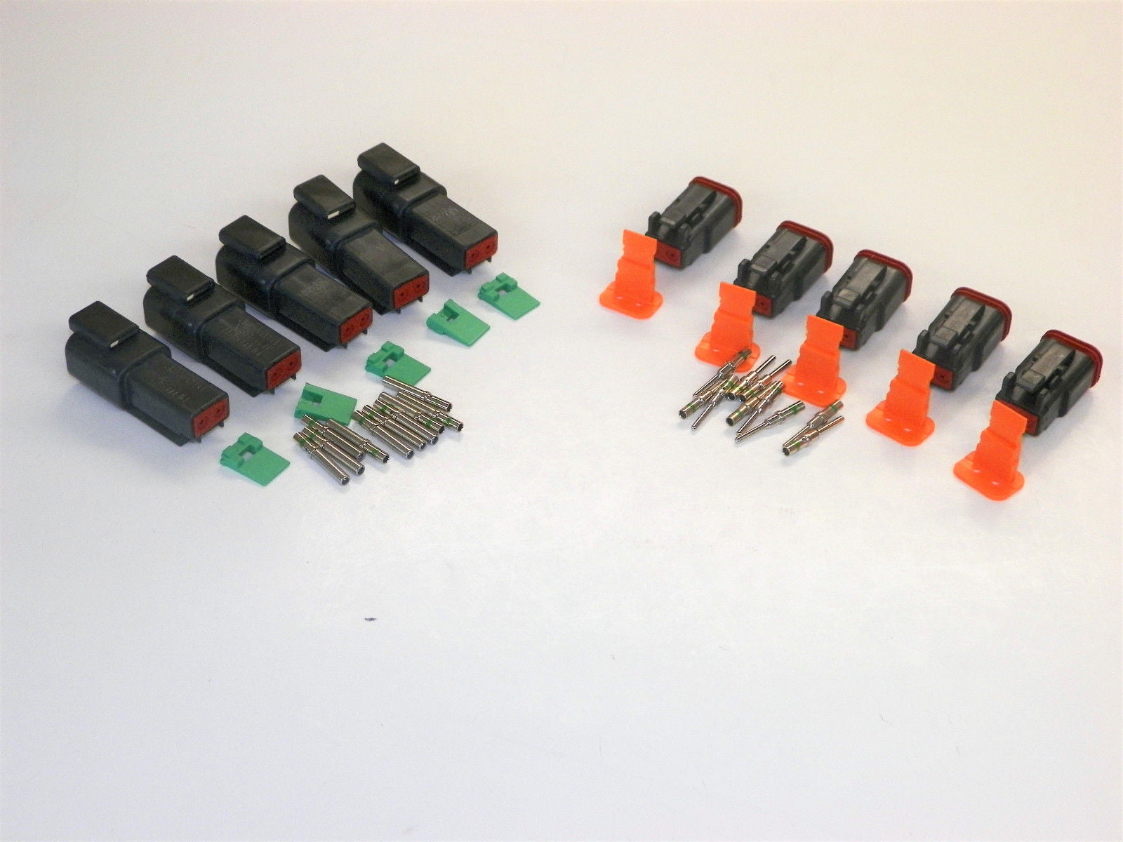 5 sets BLACK Deutsch DT 2-Pin Connectors 14-16-18 ga AWG Solid Contacts 