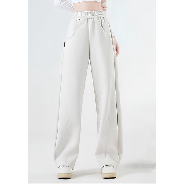Pantalones deportivos de mujer, pantalones largos de entrenamiento de algodón, pantalones de chándal, cintura alta