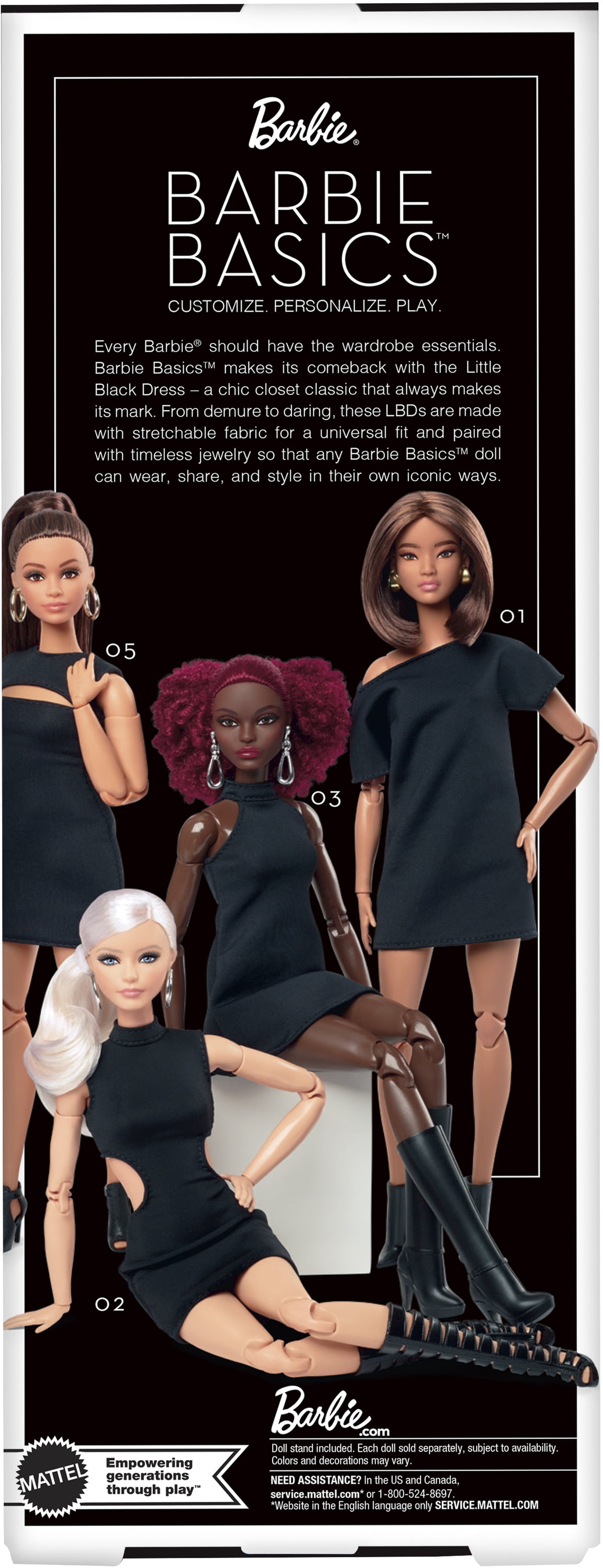 Barbie Basics Collectible Doll, Model 01 with Brunette Hair in Black Dress & Pointed Booties