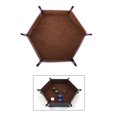 thumbnail image 3 of Bandeja hexagonal para dados, fácil de llevar, bandeja plegable de material cuero para dados con interior de franela, caja de almacenamiento para juegos de mes marrón Hugo Organizador de bandejas hexagonales de dados, 3 of 8