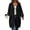 Black, variant on Women Waffle Jacket Medium Length Hooded Zip Up Outwear with Pocket,Warm Windproof Fall Winter Daily Casual Loose Wear,Gray,M